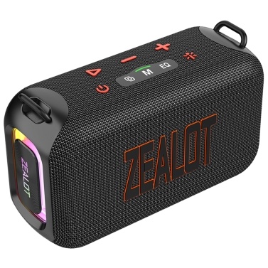 ZEALOT S85 Portable Wireless BT 5.3 Speaker 50W Enhanced Bass Sound Box With RGB Colorful Light Adjustable EQ Modes Aux USB TF Card Playback IPX6 Waterproof for Outdoor Party Camping Cycling Square Da