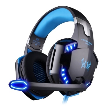 KOTION EACH G2000 Over-Ear Gaming Headset with 50mm Driver Unit Skin-Friendly Breathable Ear Pads High-Fidelity Noise Reduction 360-Degree Surround Sound Cool   Glowing Design and 120-Degree Rotating 