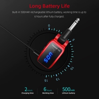 Wireless Guitar System 50M UHF Wireless Guitar Transmitter Receiver Rechargeable LED Screen for Electric Guitar Bass Tool
