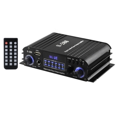 S-288 Mini Audio Power Amplifier 4.1-Channel Digital BT5.0 Amplifier 50W*4 Home Audio Receiver System U Disk Playback MIC Input LCD Display with Remote Control