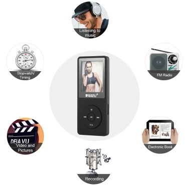 RUIZU X02 8GB 1.8in MP3 MP4 Player HiFi Lossless Sound Quality Stop Watch TF Card FM Radio Recording E-book Calendar Timing