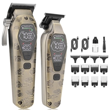 10W Professional Hairdresser + 7W Carving Hairdresser Precision Steel Blade Electric Hair Clippers