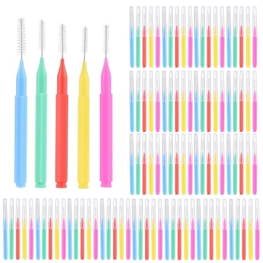 100 Pieces Interdental Brushes Dental Floss Toothpick Orthodontic Braces Brush Tooth Cleaning Tool Oral Care