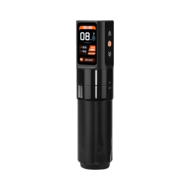 Wireless Timer OLED Dynamic Display Adjustable Dual Rechargeable Battery Electroplated Aluminum Pen Motor Body Art Machine Rotary Body Art Pen (USB Charging Cable Included)
