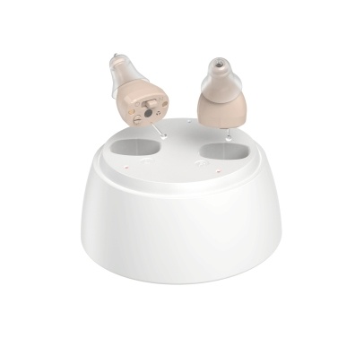 Hearing Amplifier for Seniors Rechargeable Hearing Aids Binaural Sound Booster Volume Control Noise Reduction with 8 Pairs of Earplugs Cleaning Brush Tuning Tool Charging Dock