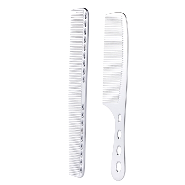 2Pcs Salon Hair Comb with Scale Professional Barber Hairdressing Steel Comb Metal Hair Cutting Comb