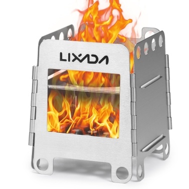 Lixada Outdoor Camping Portable Stainless Steel Lightweight Folding Wood Stove