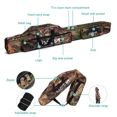 Lixada Fishing Bag Fishing Rod Carrier Oxford Fishing Pole Tools Storage Bag Case Fishing Gear Organizer 130/150cm