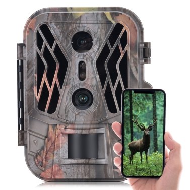 2.4" TFT Color Screen Dual Lens Trail Camera 36MP 4K Motion Activated Wildlife Hunting Camera No Glow Night Vision Wildlife Scouting Camera Farm Security Camera