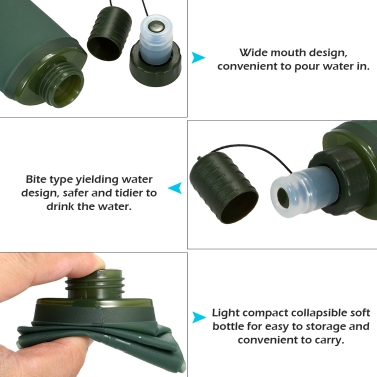 TPU Folding Soft Flask Sport Water Bottle Running Camping Hiking Water Bag Collapsible Drink Water Bottle