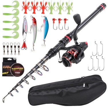 Carbon Fiber Telescopic Fishing Rod with 31 Accessories Fishing Tool Set