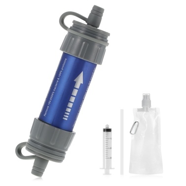 Outdoor Water Filtration System Water Filter with Drinking Pouch & Straw