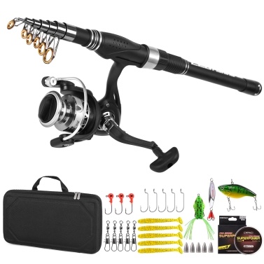 Fishing Rod and Reel Combo Carbon Fiber Telescopic Fishing Rod with Reel Combo Set Lures Jig Hooks Fishing Carrier Bag