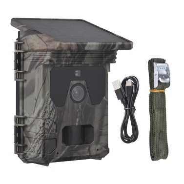 Solar Powered Night Vision Trail Camera 50MP 4K Hunting Camera 2600mAh Built-in Lithium Battery 0.5s Trigger Time 120° Detection Angle with 32G Memory Card