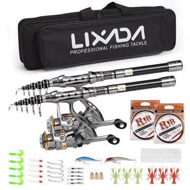 1.5/1.8/2.1/2.4m Fishing Pole Combo Set 2Pcs Rod & Reel Lure Set 100m Fishing Line Fishing Accessories