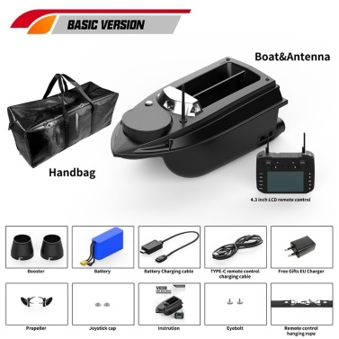 800m GPS Fishing Bait Boat 9 Fishing Grounds 180 Points Bait Boat 6.6lbs Loading Support Automatic Cruise/Positioning Points Cruise/Route Correction/Return/Electronic Fence with Night Light Turn Signa