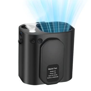 Multifunctional Waist Fan Neck Fan Rechargeable Desktop Fan Support 3-Level Wind Speeds with LED Light and Power Bank Function 10000mAh Battery for Outdoor Workers Camping Hiking Fishing