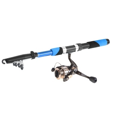 Lixada Angelgerät Set mit 2.1m Teleskop Fiberglas Angeln Sea Rod Spinning Angelrolle Angeln Köder Haken Angeln Tasche Kit Meerwasser Süßwasser Professional Travel Angelrute Rod Set