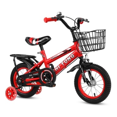 14 Inch Children Bike Boys Girls Toddler Bicycle Adjustable Height Kid Bicycle with Detachable Basket for 2-7 Years Old