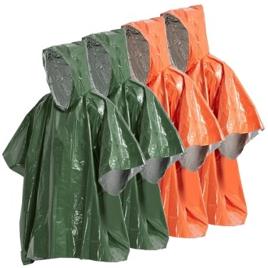 4 Pack Emergency Rain Poncho Thermal Poncho Weather Proof Outdoor Survival Camping Gear