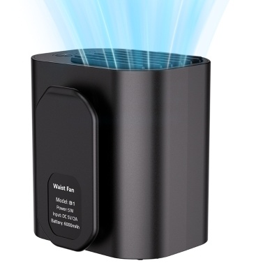 Portable Waist Fan Rechargeable Desktop Fan Clip-on Wearable Fan Support 3-Level Wind Speeds for Outdoor Workers Camping Hiking Fishing