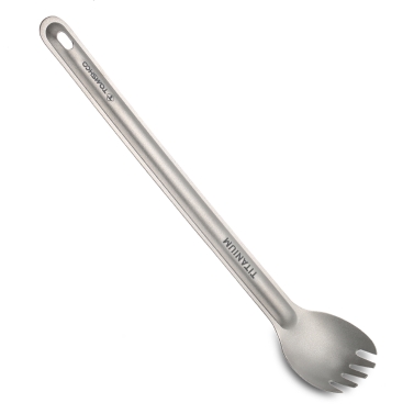 TOMSHOO Titanium Long Handle Spork with Polished Bowl Outdoor Portable Dinner Spork Cutlery Camping Backpacking Picnic