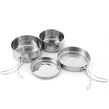 Outdoor Stainless-Steel Camping Cookware Set Cooking Picnic Bowl Pot Set