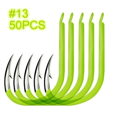 50pcs Fluorescent Fishing Hooks Carbon Steel Glow In Night Fishing Hooks