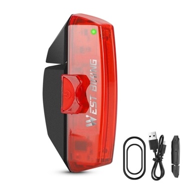 WEST BIKING USB Rechargeable LED Smart Sensor Waterproof Bicycle Rear Light