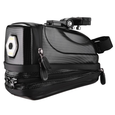 Hard Shell Bicycle Saddle Bag with Taillight & Rain Cover Waterproof Bicycle Storage Bag Cycling Rear Seat Post Bag Solid Tail Rear Bag MTB Road Bike Bag