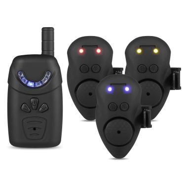 Lixada Fishing Bait Alarm Set with Portable Case Fishing Bait Alert Set Luminous Fishing Bait Indicator Digital Fishing Alert Kit Bait Alert Luminous Fishing Bait Indicator