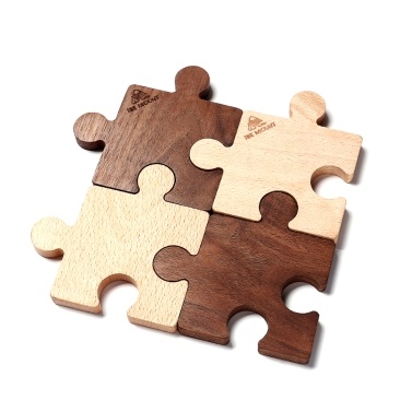 Outdoor Camping Wooden Coaster Insulation Cup Mat Jigsaw Shape Cup Pad