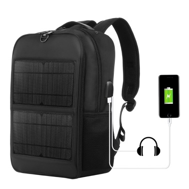 Solar Backpack with 14W Solar Panel Dual USB Port Waterproof Nylon Backpack for Outdoors Large-Capacity Travel Bag for Hiking Climbing