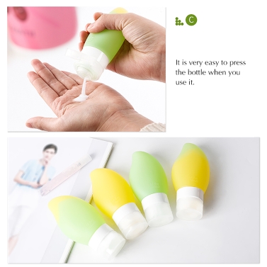 78ml Refillable Mango Shaped Travel Bottle Set Leakproof Squeezable Silicone Bottles Kit Style Yellow