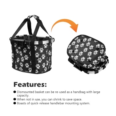 Bike Detachable Basket Bicycle Front Pet Bag Canvas Front Bag Aluminum Alloy Frame Pet Basket