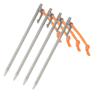 7.9 Inch / 9.4 Inch Outdoor Lightweight Titanium Alloy Tent Pegs Stakes Nails with Reflective Rope for Canopy Camping Tent