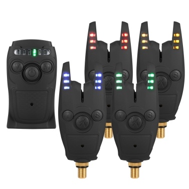 Lixada Fishing Bait Alarm Set with Portable Case Fishing Bait Alert Set Luminous Fishing Bait Indicator Digital Fishing Alert Kit