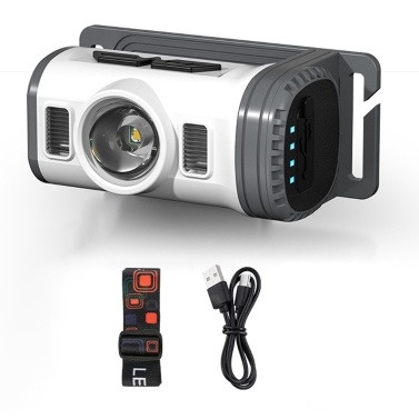 LED Headlamp Flashlight Rechargeable Red and Blue Warning Headlight Portable Clip-on Cap Light with 8 Lighting Modes Support Motion Sensor for Outdoor Camping Hiking Fishing Running