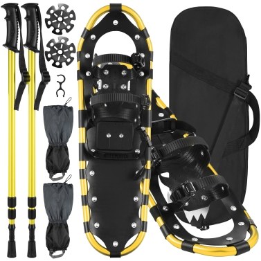 Snowshoes with Trekking Poles Leg Gaiters Carry Bag Set - 23inch Yellow