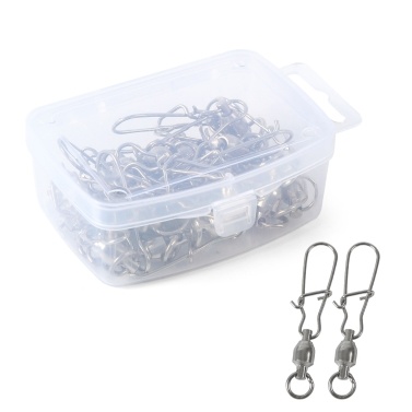 25pcs/Box Fishing Swivel Snap Connector Rolling Ball Bearing Snap Pin Swivels Fishing Tackle Kit