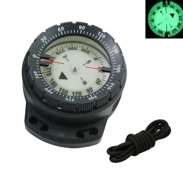 50M Underwater Fluorescent Wrist Compass Waterproof Navigation Tool with Elastic Rope