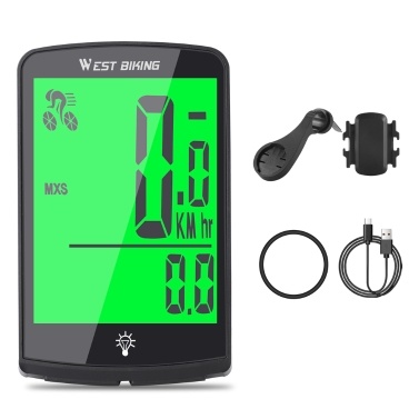WEST BIKING Bicycle Speed Meter Waterproof Cycling Mileometer Digital Bike Speedometer Full Screen Mobilephone APP Control