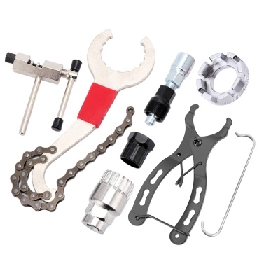 7pcs Bicycle Repair Tool Kit Cassette Remover Wrench Chain Breaker Crank Puller Extractor Spoke Wrench Bottom Bracket Freewheel Removal Tool