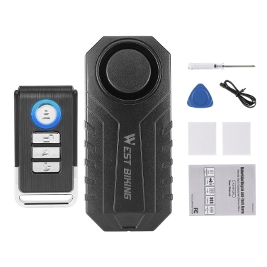 WEST BIKING AntiTheft Bicycle High Visibility Alarm Wireless Bike E-Bike Movement Sensing Alarm Waterproof Remote Bicycle Search and Alarm Device