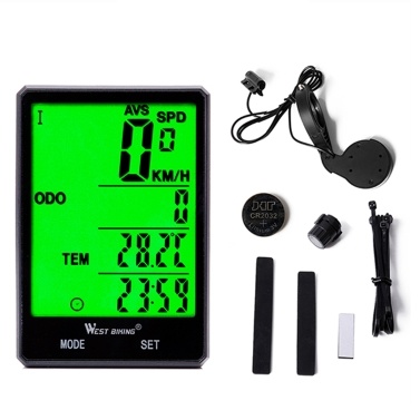 WEST BIKING 2.8inch Large Screen Bicycle Odometer Rainproof Bike Speedometer Cycling Stopwatch