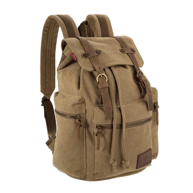 TOMSHOO Multifunction Canvas Backpack Vintage Shoulder Bag Travel Bag Outdoor Leisure Rucksack Men