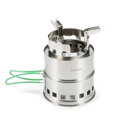 Lixada Folding Stainless Steel Camping Stove Portable Outdoor Wood Burning Stove with Foldable Handles and Alcohol Tray for Camping Hiking Backpacking Picnic BBQ