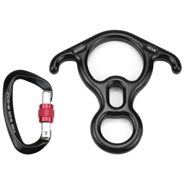 25KN Carabiner with Screw Locking Gate 50KN Climb 8 Descender Set for Hammocks Camping Hiking Backpacking