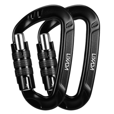 Lixada 2pcs 12KN Carabiner Clips D-Ring Locking Key Security for Camping Climbing Hiking