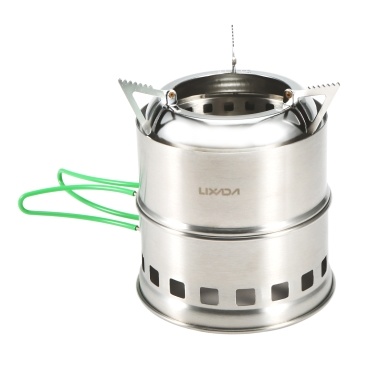 Lixada Folding Stainless Steel Camping Stove Portable Outdoor Wood Burning Stove with Foldable Handles and Alcohol Tray for Camping Hiking Backpacking Picnic BBQ
